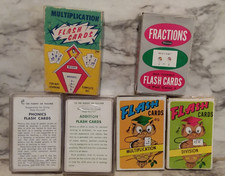 6 Vntg FLASH CARD Sets - Whitman Fractions, Phonics, Addition, Math in Box