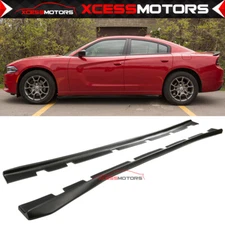 Fits 11-23 Dodge Charger Matte Black PP LH RH Side Skirts Extension Rocker Panel