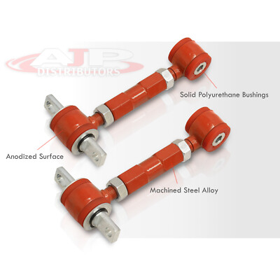 Adjustable Rear Upper Camber Arms With Red Bushings For Honda Civic EF, EG, EK (88-2000) – Gold Anodized Finish
