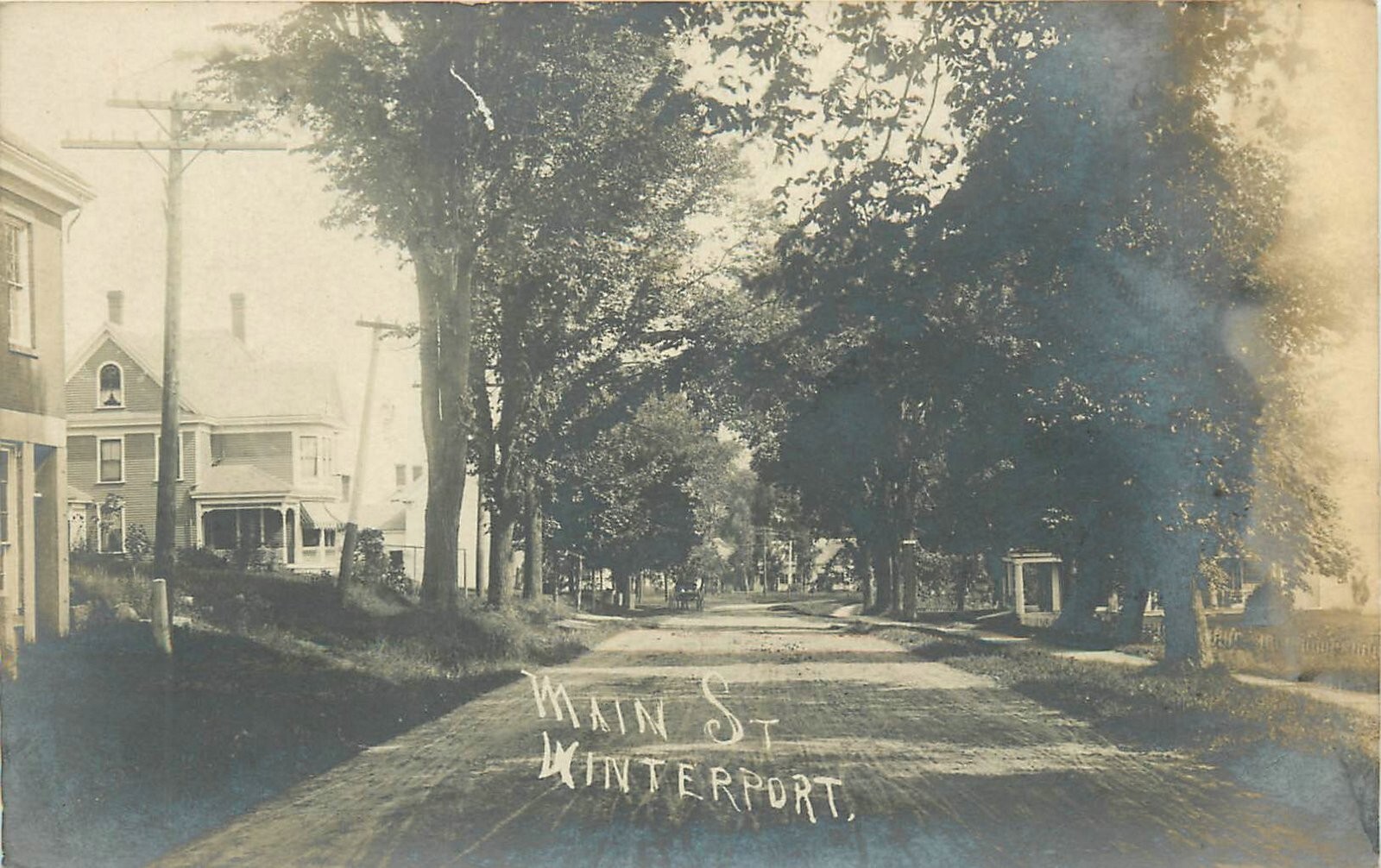 c1908 Winterport Maine Main Street RPPC Postcard 25-2182