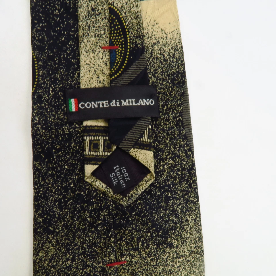 Corbata de cuello Conte Di Milano para hombre estampado abstracto multicolor toda seda 56x3,75 Foto 3 de 4