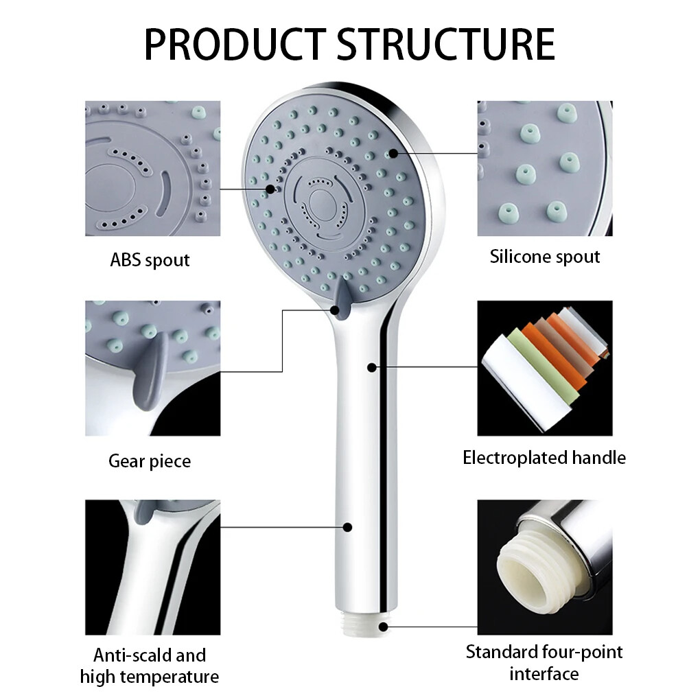 Bath High Pressure Shower Head 5 Mode LARGE Chrome Handset Head Water ...