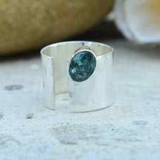 Blue Topaz Solid 925 Sterling Silver Statement Handmade Women Ring All Size M905