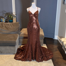Women s Gorgeous Fully Sequined Prom Party Dress Mermaid Fit Train Size 4 NWT