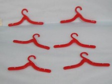 6 RED Barbie Ken Doll Fashion CLOTHES Hangers Vintage Lot Mattel Vintage 1960s
