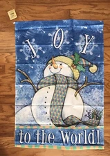 Joy To The World Snowman full-size Decorative 28" x 40" Flag - New