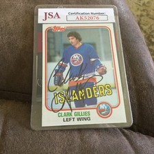 Autographed  1981-82 Topps Clark Gillies     HOF JSA Cert