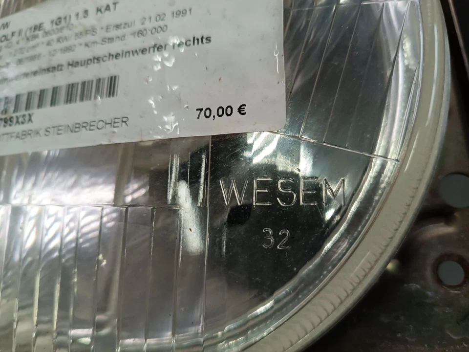 Original VW Golf II MK2 19E Jetta II Frontscheinwerfer Scheinwerfer WESEM - Bild 4 von 4