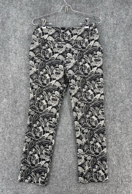 Soft Surroundings Womens Small Black Gray Floral Ponte Knit Pull On Smart Casual