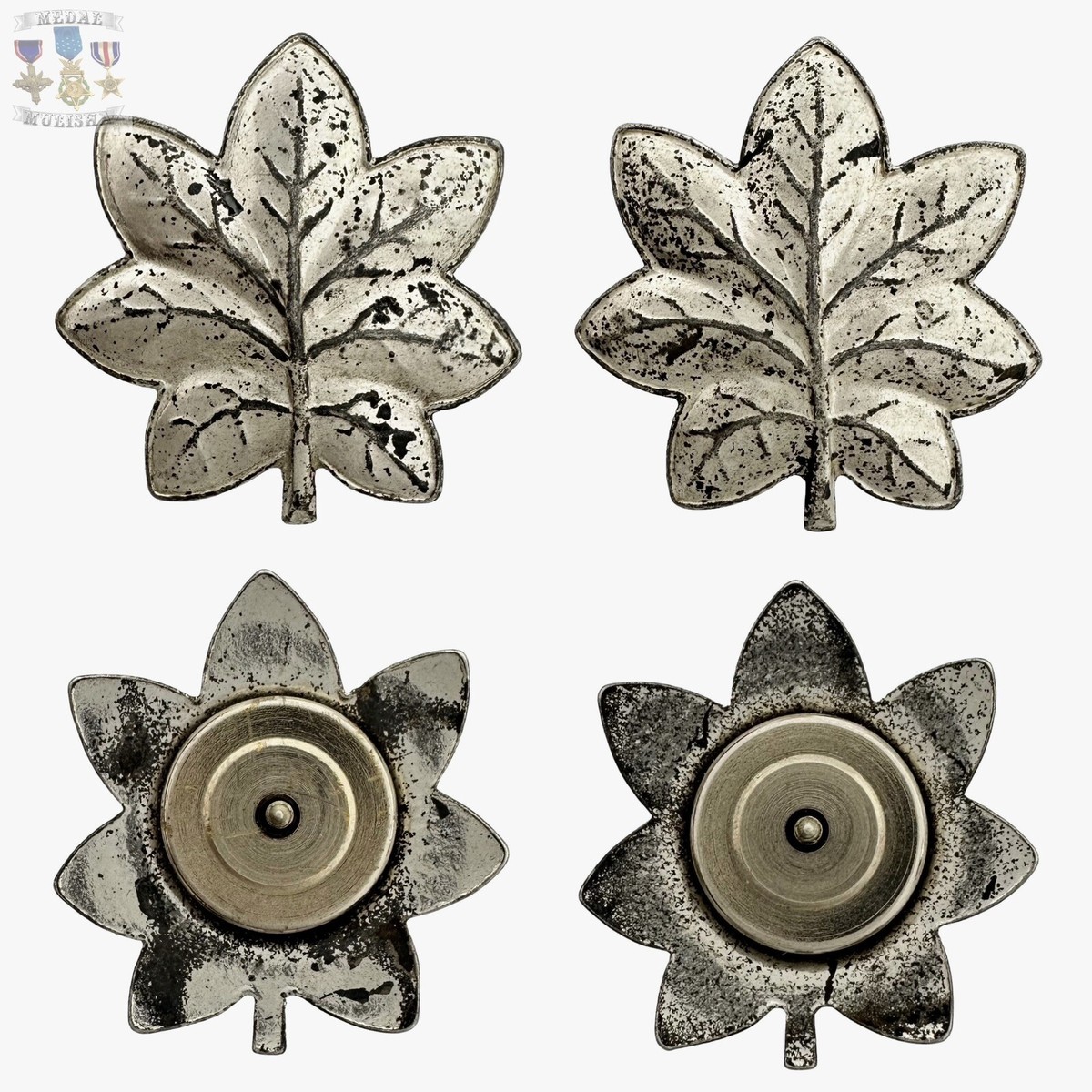 WWII US NAVY & MARINES COMMANDER RANK OAK-LEAF INSIGNIA STERLING