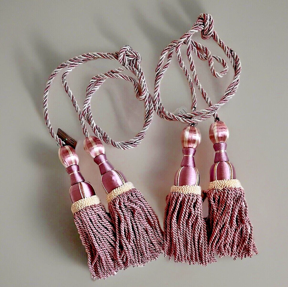 Decorative Designer Home Decor Pink/Purple/Ivory Tassel Drapery Curtain Tiebacks - Изображение 2 из 4