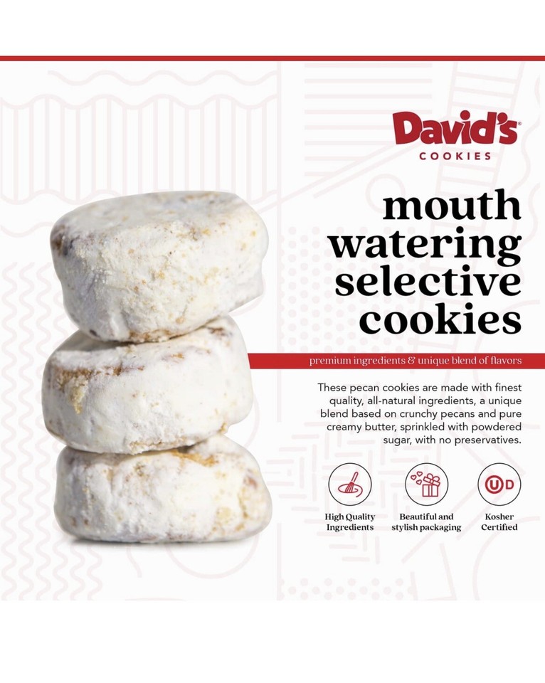 2 PACK David's Cookies Butter Pecan Meltaways 32 Oz Each Pack - Foto 10