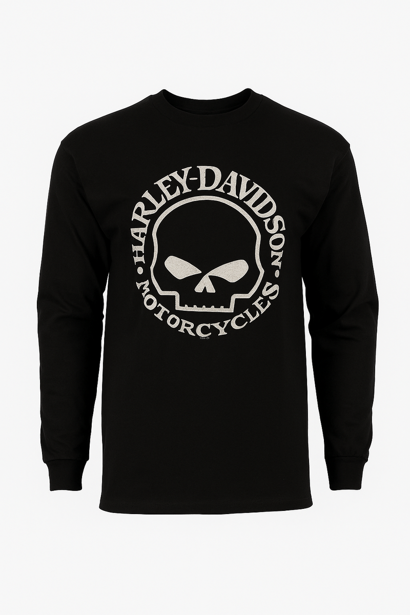 ソフト髑髏d Harley-Davidson Men's Willie G Skull Long Sleeve Tee, Black