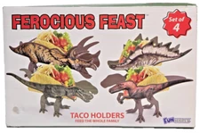 Original Dinosaur Taco Holders, Set of 4 Dino Taco Stands Value Pack. FUN WARES