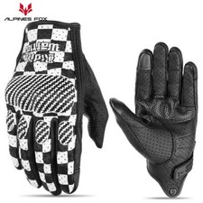 Vintage Leather Motorcycle Gloves Full Finger Motorbike Equipment Women Red Men