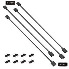 4 Pack 3Pin 5V ARGB Extension Cable Set with 8 Male Connectors 1-To-1 Addressab
