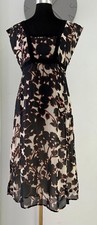 David Lawrence Floral Dress Size 10 Black Ivory 100% Viscose Lined Occasion