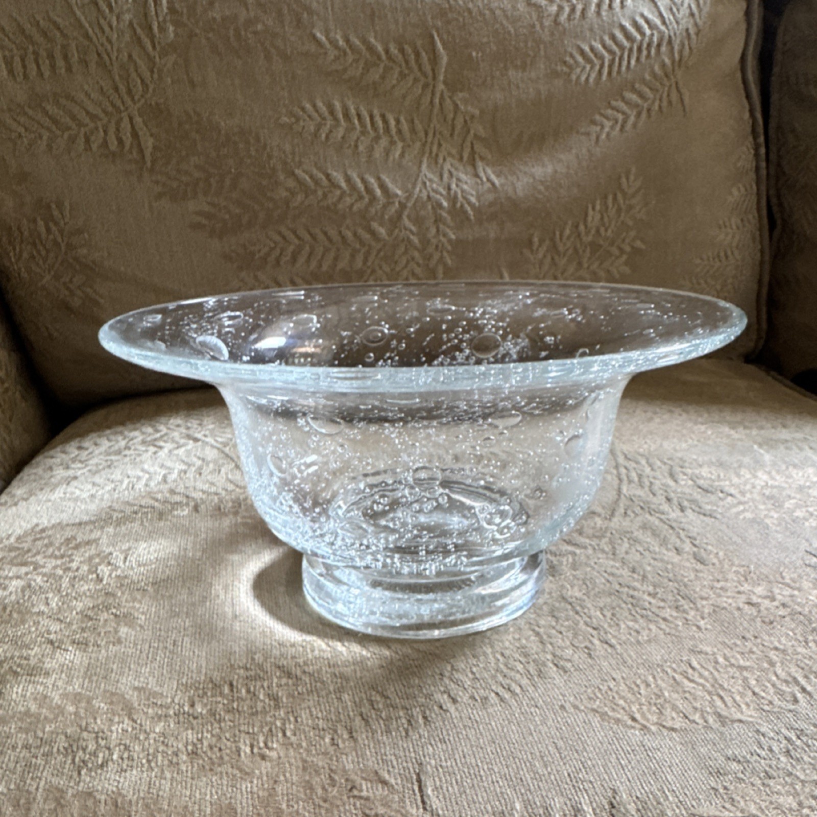 Clear Glass Bubble Pattern Art Glass Decorative Bowl Round Glossy Finish