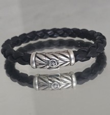 David Yurman Silver & Black Braided Bracelet | Authentic Designer #199