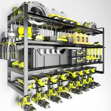 Power Tool Organizer-8 Drill Holder Wall Mount,4 Layer Heavy Duty Metal Power To