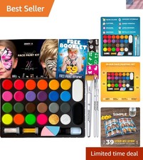 Kids Face Painting Kit with 26 Colors 30 Stencils - Washable Fun for Parties