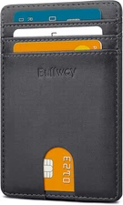 Buffway Mens Slim Wallet, Minimalist Thin Front Pocket Leather Credit Card 