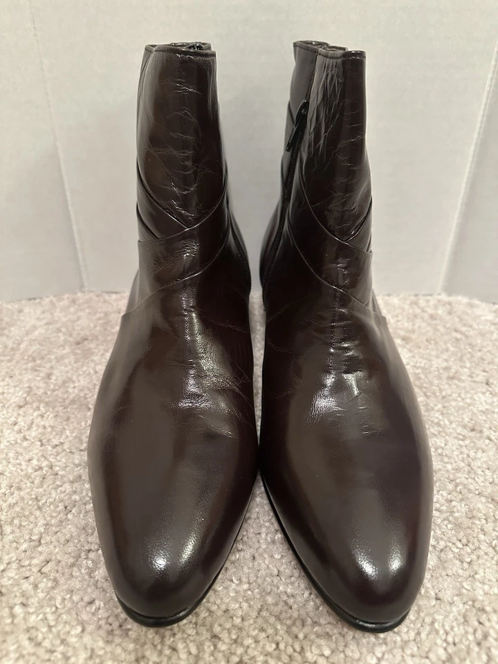 Botines Giorgio Brutini para hombre de cuero genuino talla 8EEE marrón cremallera lateral Foto 3 de 4