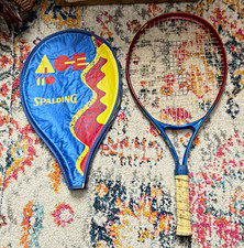 Spalding Ace Tennis Racquet with Matching Cover, Blue/Red Colorway