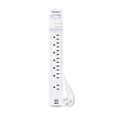 CyberPower P704URC1 Essential 7-Outlet Surge Protector, White