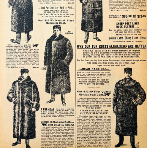 1901 Men's Fur Coats Jackets Reproduction Advertisement Sears Fashion DWV12D