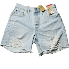 Levi's Women's 501 W29 Light Wash Distressed Denim Shorts Raw Hem NWT