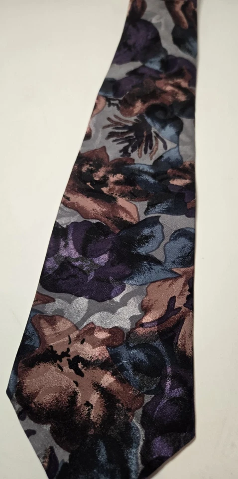 Haggar 男式丝绸多色栗色/紫色花卉图案领带美国 — 第 2/4 张图片