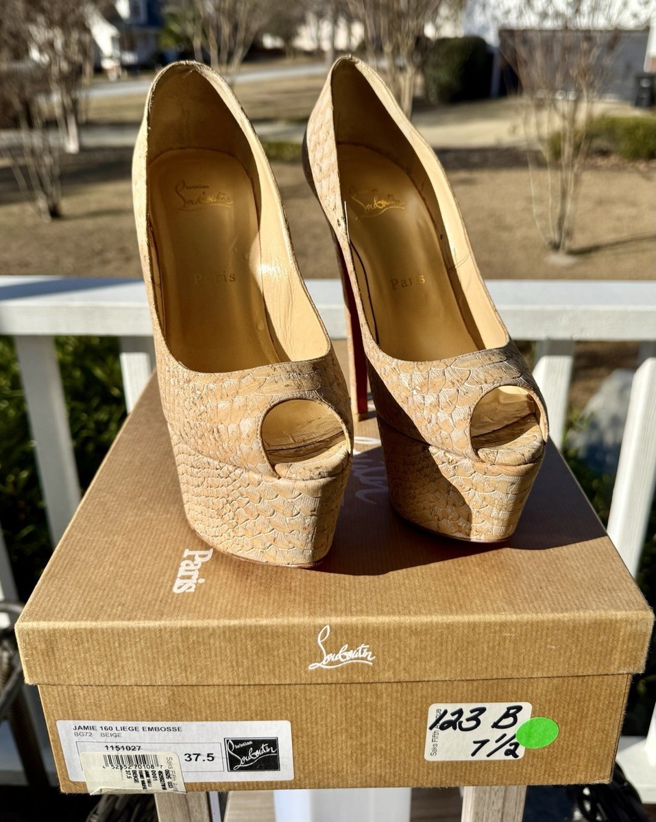 Christian Louboutin Jamie 160 Snake Embossed Leather Peep Toe