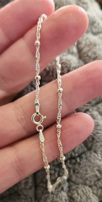 Echt Massiv Sterlingsilber Diamantschliff Seil Kette Armband Zierlich Damen 