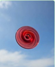 Glasrondelle, handgesponnen 80 mm verwirbelt rosa