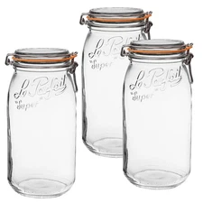 Super Jar - 3L French Glass Canning Jars, Wide Mouth, Airtight Lid (96oz/3 Qu...
