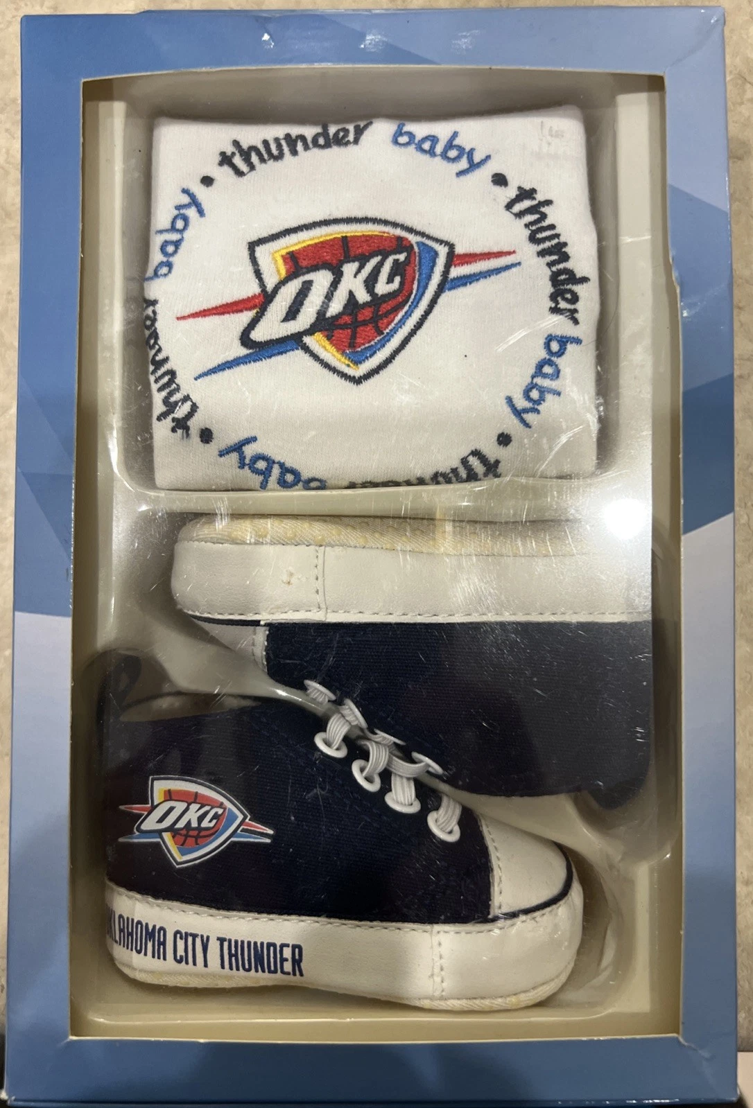 Baby Fanatic OKC Thunder Bib & Pre-Walkers Set Baby Bib And Shoes Booties New