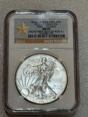 2013 (W) SILVER EAGLE  NGC MS 69 FIRST RELEASES ~ MINTED @ WEST POINT MINT (255)