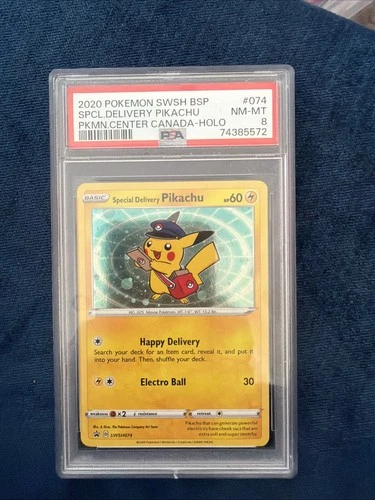 2020 Pokemon SWSH BSP Pokemon Center Canada Special Delivery Pikachu PSA 8 #074
