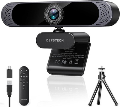 DEPSTECH 4K Webcam, Ultra HD 1/2,55'' Sony Sensor, 3x Digitalzoom, Autofokus