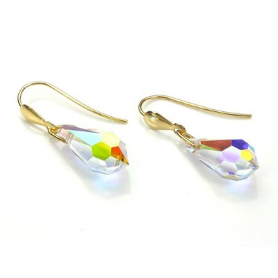 Aurora Borealis Kristall Birne Ohrhänger/Tropfen/Ohrring 9 kt Gold