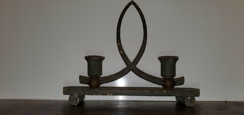 Arts And Crafts Candlestick 2 candleholder antique metal heavy - Picture 10 of 12
