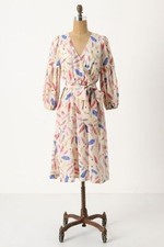 New! Anthropologie Silk Feather "Galah Dress" 0 $178