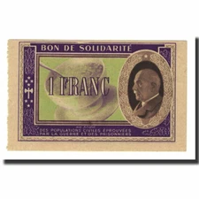 [#166727] 1 Franc, Undated, France, UNC(65-70), Secours National
