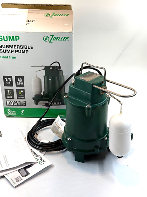 #ad Zoeller 1052 1 3 HP Cast Iron Submersible Sump Pump 115V 48 GPM Non Clogging $159.00