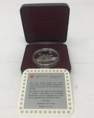 1989 Canada $1 Silver Dollar Coin Proof Mackenzie Voyage #0250 | eBay
