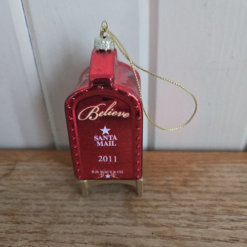 MACYS Red Mailbox Christmas Ornament 2011 Yes Virginia BELIEVE Santa Mail NEW - Picture 5 of 9