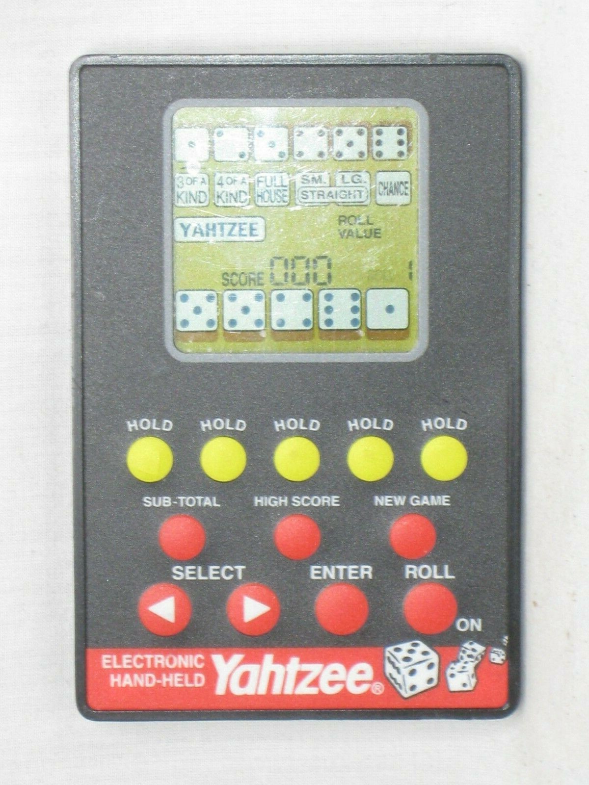 electronic handheld Yahtzee MB Milton Bradley Hasbro c.1999 dice game eBay