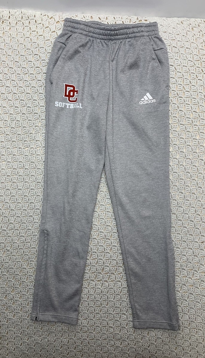 Adidas Track Pants Mens Sz S Gray Tapered Zipper Legs Drawstring Softball DC