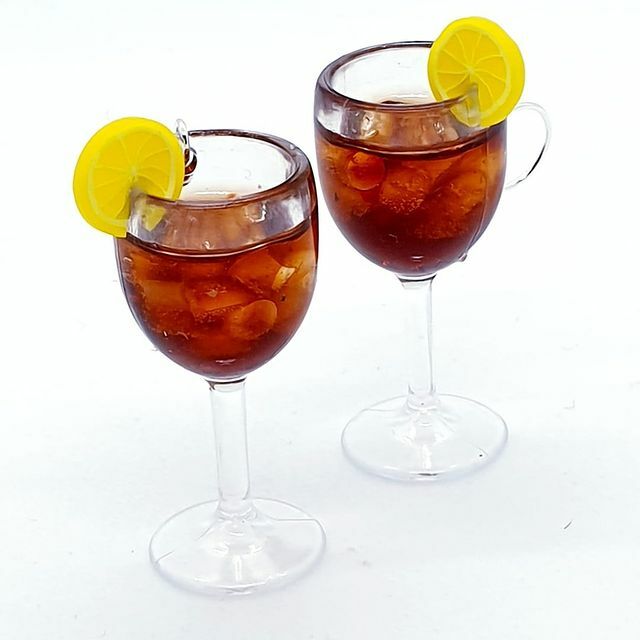 Earrings Unique Miniature Mini Glass Lemon Ice